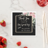 ブラックウォーターカラーピンク結婚フローラ スタンダードカクテルナプキン (インサイチュ)