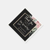 ブラックウォーターカラーピンク結婚フローラ スタンダードカクテルナプキン (角)