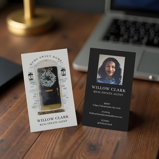 ブラックウォーターカラーフロントドアリース実在エテート 名刺