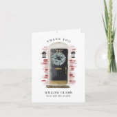 ブラックウォーターカラーフロントドア&リースありがとう サンキューカード (正面)