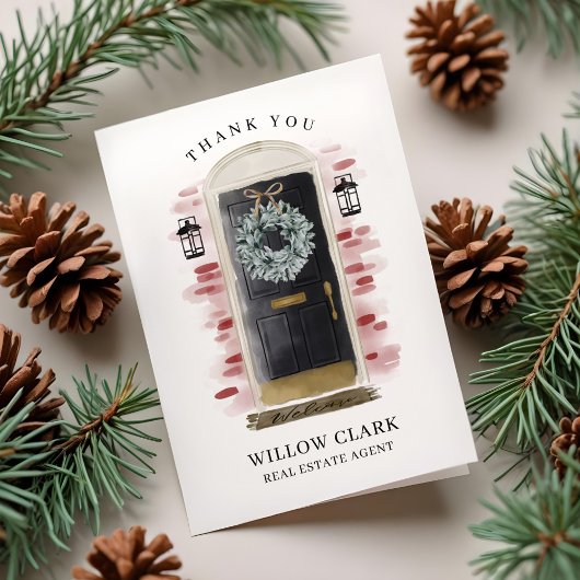 ブラックウォーターカラーフロントドア&リースありがとう サンキューカード