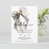 ブラックウォーターカラーボウバースデーパーティーウーマン 招待状 (スタンド正面)