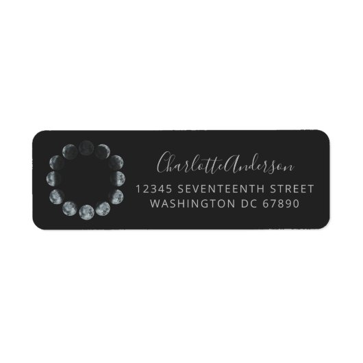 ブラックウォーターカラームーンフェイズ差出人住所 ラベル (正面)