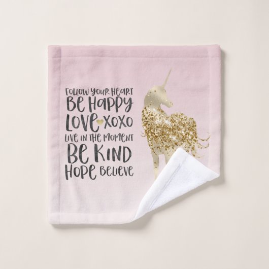 ブラックウォーターカラー感動的金ゴールドユニコーン ウォッシュタオル (ウォッシュタオル)