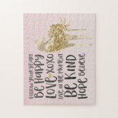 ブラックウォーターカラー感動的金ゴールドユニコーン ジグソーパズル (縦)