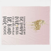 ブラックウォーターカラー感動的金ゴールドユニコーン フリースブランケット (正面(横))