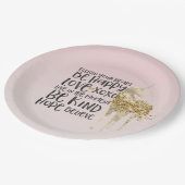 ブラックウォーターカラー感動的金ゴールドユニコーン ペーパープレート (アングル)