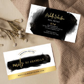 ブラックウォーターカラー金ゴールドグリッターマニキュアネイルアーティスト 名刺