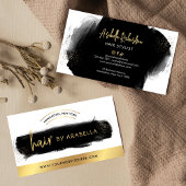 ブラックウォーターカラー金ゴールド美容師ヘアサロン 名刺