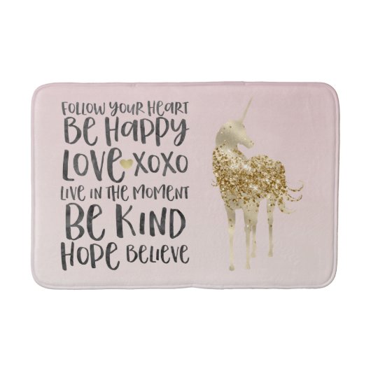 ブラックウォーターカラー インスピレーション ゴールドユニコーン バスマット (正面)