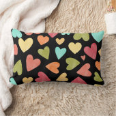 ブラックウォーターハートパターン、ピンク、ブルーグリーン ランバークッション (ブランケット)