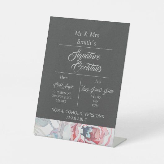 ブラックウォーターバラシグネチャー結婚のカクテル 台座サイン (正面)