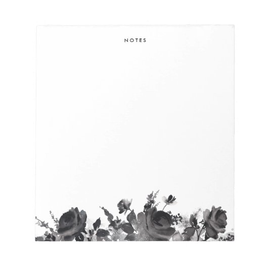 ブラックウォーターバラフローラガーランドパーソナライズされた ノートパッド (正面)