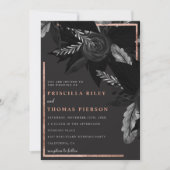 ブラックウォーターバラ金ゴールド結婚フローラ 招待状 (正面)