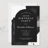 ブラックウォーターモダンカラッシュアーチ50誕生日 招待状 (正面)