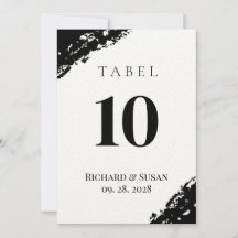 ブラックウォーター結婚カラーのテーブル番号カード