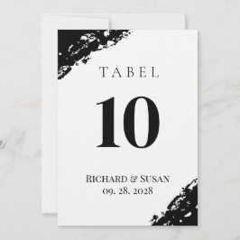 ブラックウォーター結婚カラーのテーブル番号カード 招待状