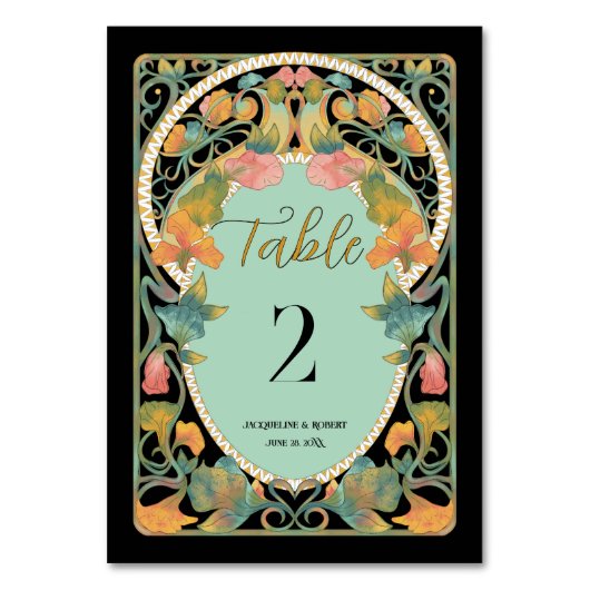 ブラックウォーター色のアールヌーボー結婚ズ テーブルナンバー (正面)