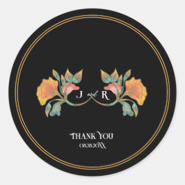 ブラックウォーター色のアールヌーボー結婚ズ ラウンドシール