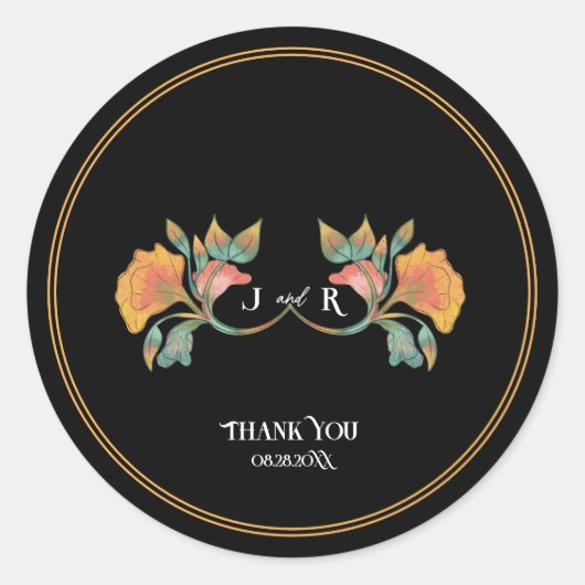 ブラックウォーター色のアールヌーボー結婚ズ ラウンドシール (正面)