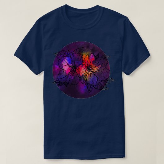 ブラックウォーター色のダユリの花 Tシャツ (デザイン正面)