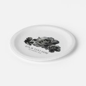 ブラックウォーター色のバラエレガントな結婚式 ペーパープレート (アングル)