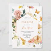 ブラックウォーター色のフローラ エレガント 招待状 (正面)