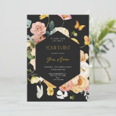 ブラックウォーター色のフローラ エレガント 招待状 (スタンド正面)