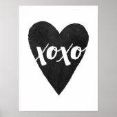 ブラックウォーター色ハートXOXOバレンタインズデイアート ポスター (正面)