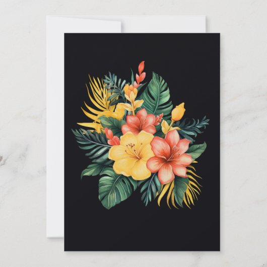 ブラックウォーター色フローラトロピカル結婚ズ 招待状 (裏面)