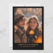 ブラックウォーター色フローラフォト秋の結婚式ブラック セーブザデート (裏面)