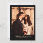 ブラックウォーター色フローラフォト秋の結婚式ブラック セーブザデート (裏面)