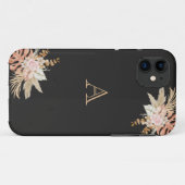 ブラックウォーター色フローラモノグラムピンクの花 Case-Mate iPhoneケース (裏面(横))