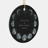 ブラックウォーター色ムーンフェイズパーソナライズされたカップル セラミックオーナメント (右)