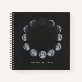 ブラックウォーター色ムーンフェイズパーソナライズされた ノートブック