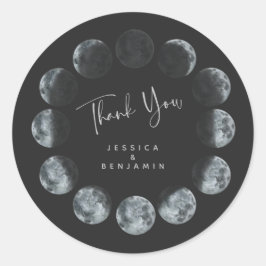 ブラックウォーター色ムーンフェイズパーソナライズされた ラウンドシール