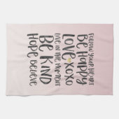 ブラックウォータ感動的ーの単語金ゴールドハート キッチンタオル (横)