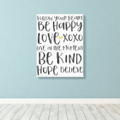 ブラックウォータ感動的ーの単語金ゴールドハート キャンバスプリント (インサイチュ (ウッドフロア))