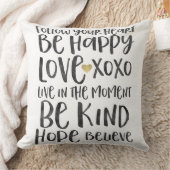 ブラックウォータ感動的ーの単語金ゴールドハート クッション (ブランケット)