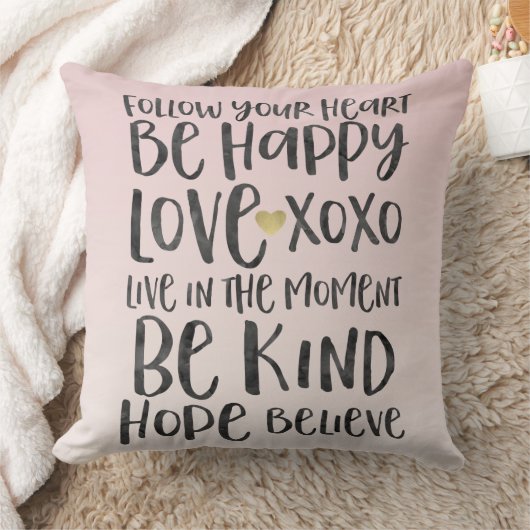 ブラックウォータ感動的ーの単語金ゴールドハート クッション (ブランケット)