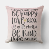 ブラックウォータ感動的ーの単語金ゴールドハート クッション (正面)