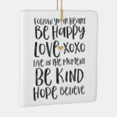 ブラックウォータ感動的ーの単語金ゴールドハート セラミックオーナメント (右)