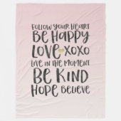 ブラックウォータ感動的ーの単語金ゴールドハート フリースブランケット (正面)