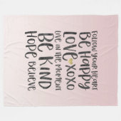 ブラックウォータ感動的ーの単語金ゴールドハート フリースブランケット (正面(横))