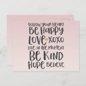 ブラックウォータ感動的ーの単語金ゴールドハート ポストカード (正面/裏面)