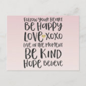 ブラックウォータ感動的ーの単語金ゴールドハート ポストカード (正面)