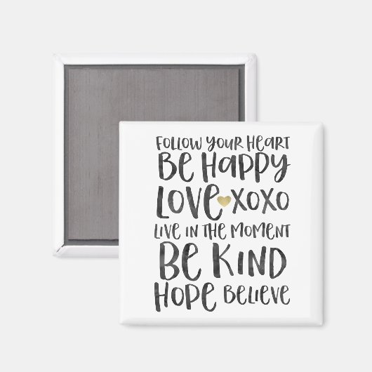 ブラックウォータ感動的ーの単語金ゴールドハート マグネット (正面/裏面)