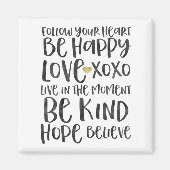 ブラックウォータ感動的ーの単語金ゴールドハート マグネット (正面)