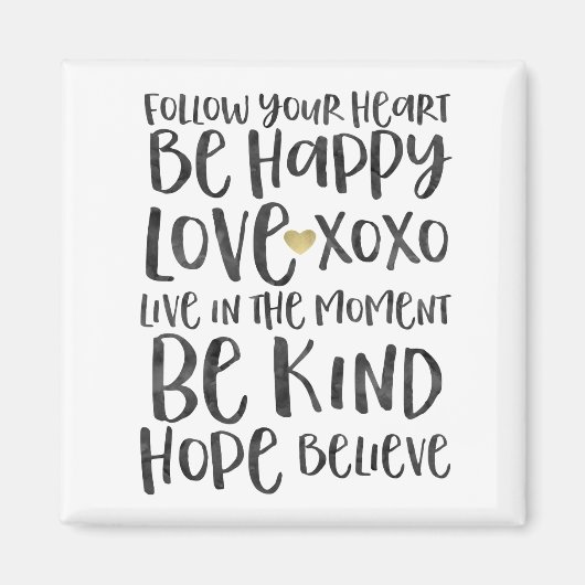 ブラックウォータ感動的ーの単語金ゴールドハート マグネット (正面)