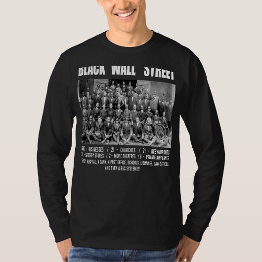 ブラックウォールストリートグリーンウッドタルサオクラホマブラック Tシャツ (正面)